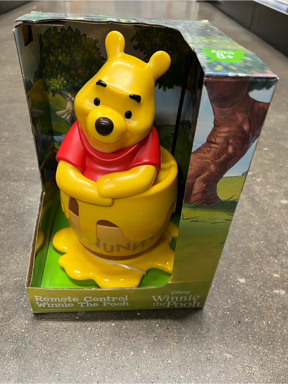 Disney Winnie the Pooh Figure in Yellow and Red Honey Pot